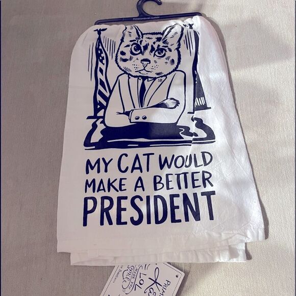 Primitives by Kathy New Dish Towel Floursack Cat President from NWT - Picture 8 of 8